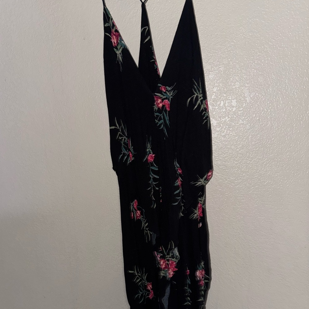 Black Floral Halter Dress